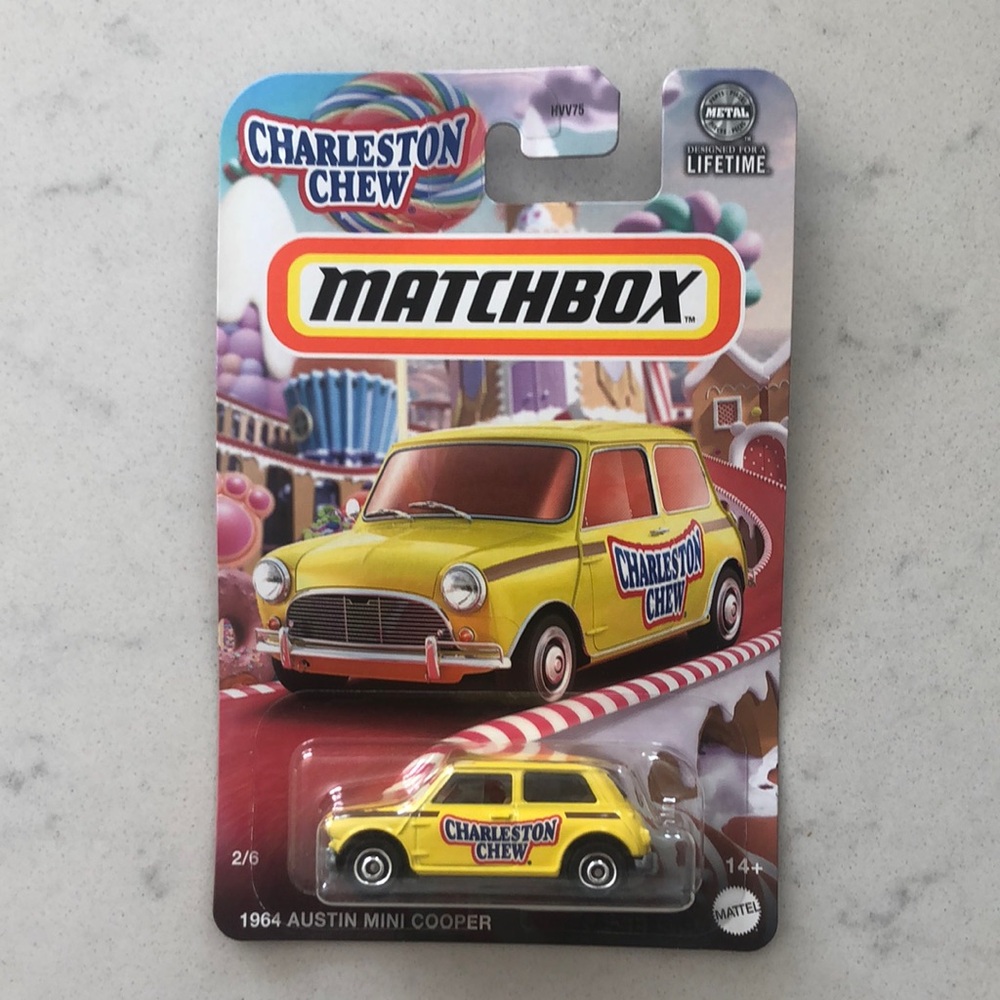 Matchbox Charleston Chew Yellow Mini Cooper Toy Car